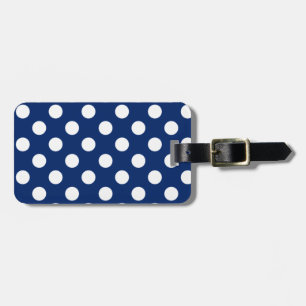 Étiquette À Bagage Motif Royal Blue Big White Polka Dot