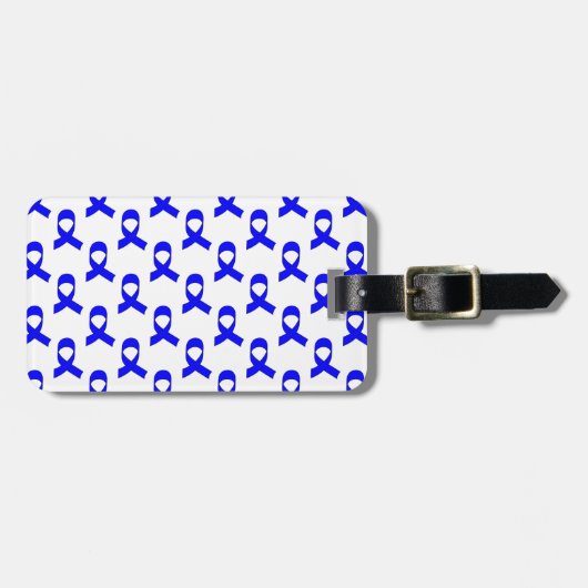 Étiquette À Bagage Motif Ruban Bleu (Devant horizontal)