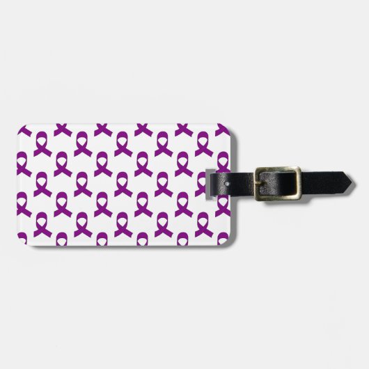 Étiquette À Bagage Motif Ruban Violet (Devant horizontal)