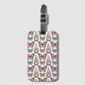 Étiquette À Bagage Motif sans couture avec des lutins et des papillon (Devant Vertical)