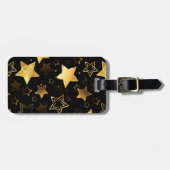 Étiquette À Bagage Motif sans couture avec étoiles d'or (Devant horizontal)