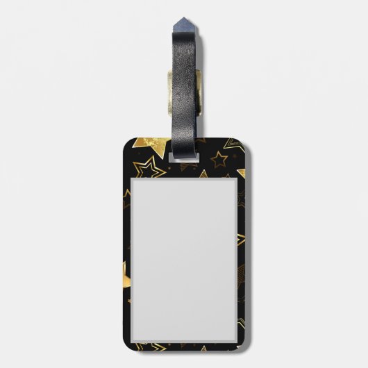 Étiquette À Bagage Motif sans couture avec étoiles d'or (Dos Vertical)