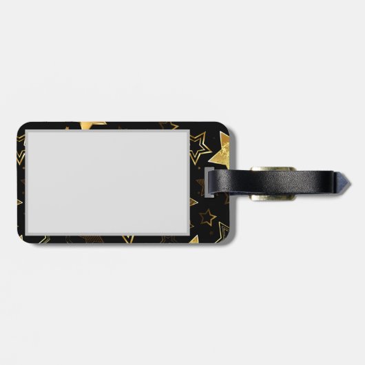 Étiquette À Bagage Motif sans couture avec étoiles d'or (Dos horizontal)