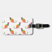 Étiquette À Bagage Motif Silhouette de chat à basse densité (Devant horizontal)