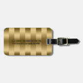 Étiquette À Bagage Motif simple à rayures or brillant (Devant horizontal)