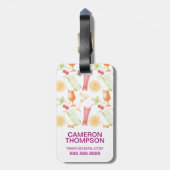 Étiquette À Bagage Motif Sketch Cocktail| Monogramme (Dos Vertical)