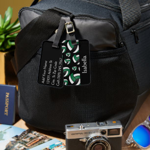 Étiquette À Bagage Motif sportif de volley-ball vert