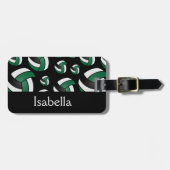 Étiquette À Bagage Motif sportif de volley-ball vert (Devant horizontal)