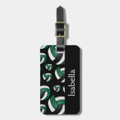 Étiquette À Bagage Motif sportif de volley-ball vert (Devant Vertical)