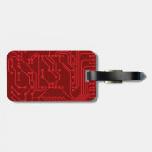 Étiquette À Bagage Motif technologique de carte de circuit rétro roug (Dos horizontal)