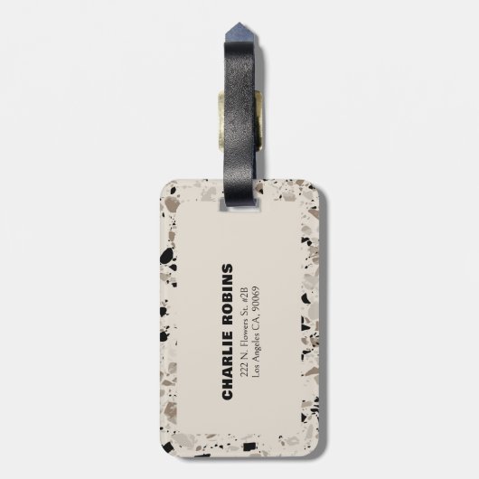 Étiquette À Bagage Motif Terrazzo (Dos Vertical)