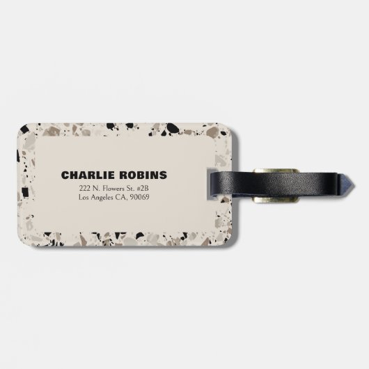 Étiquette À Bagage Motif Terrazzo (Dos horizontal)