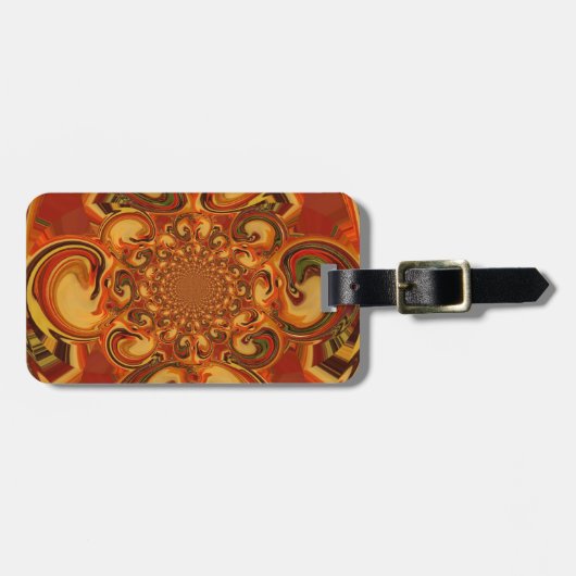Étiquette À Bagage Motif tourbillonnant : Tons d'orange, Brown et ver (Devant horizontal)
