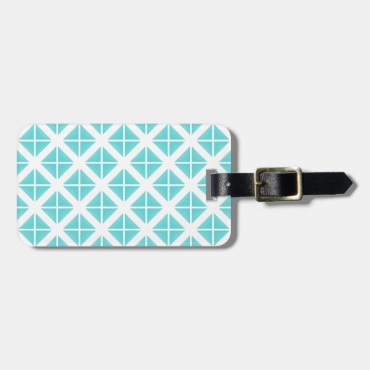 Étiquette À Bagage Motif Triangle tendance Turquoise (Devant horizontal)
