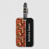 Étiquette À Bagage Motif tribal afrocentrique Kente pour bagages  (Devant Vertical)