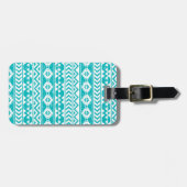 Étiquette À Bagage Motif tribal aztèque grunge turquoise (Devant horizontal)