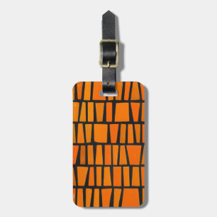 Étiquette À Bagage Motif tribal d'Afrique orange et noire