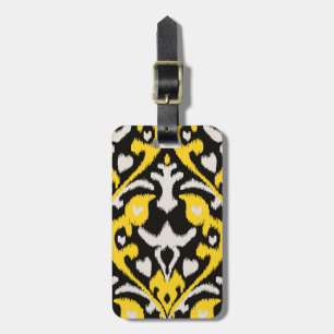 Étiquette À Bagage Motif tribal d'ikat jaune noir audacieux moderne