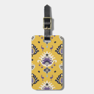Étiquette À Bagage Motif tribal d'ikat pourpre jaune moderne chic