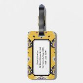 Étiquette À Bagage Motif tribal d'ikat pourpre jaune moderne chic (Dos Vertical)