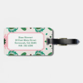 Étiquette À Bagage Motif tribal moderne rose poule blanche (Dos horizontal)