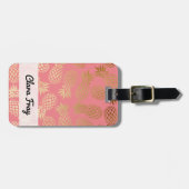 Étiquette À Bagage motif tropical d'ananas d'or élégant de faux (Devant horizontal)