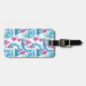 Étiquette À Bagage Motif tropical de feuille d'aquarelle abstraite (Devant horizontal)