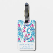 Étiquette À Bagage Motif tropical de feuille d'aquarelle abstraite (Dos Vertical)