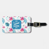 Étiquette À Bagage Motif tropical de triangle de feuille (Devant horizontal)