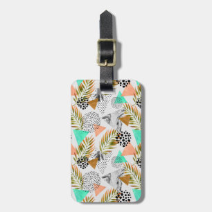 Étiquette À Bagage Motif tropical géométrique abstrait de feuille