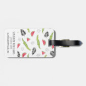 Étiquette À Bagage Motif Tropical Watermelon & Crocodile (Dos horizontal)