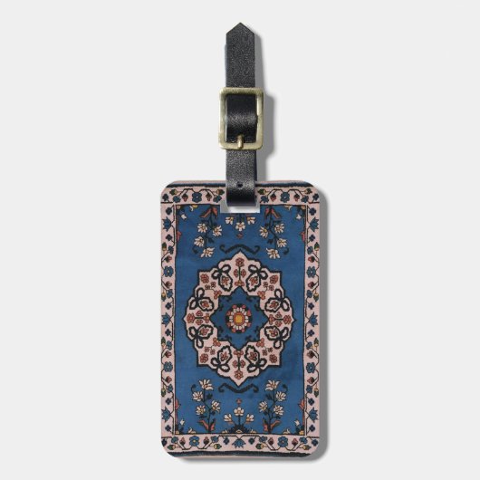 Étiquette À Bagage Motif turc oriental bleu perse (Devant Vertical)