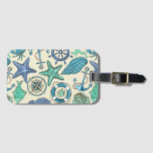 Étiquette À Bagage Motif turquoise d'animaux de mer (Devant Horizontal)