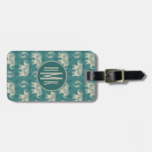 Étiquette À Bagage Motif turquoise de caravane d'éléphant (Devant horizontal)