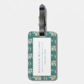 Étiquette À Bagage Motif turquoise de caravane d'éléphant (Dos Vertical)