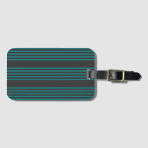 Étiquette À Bagage motif turquoise et charbon de bois à cinq bandes