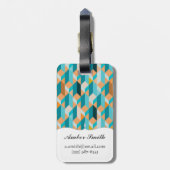 Étiquette À Bagage Motif turquoise et orange de formes (Dos Vertical)