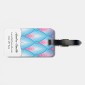 Étiquette À Bagage Motif turquoise et rose de pétale (Dos horizontal)