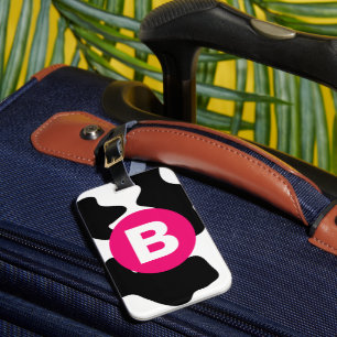 Étiquette À Bagage Motif vache fantaisie patch rose monogramme
