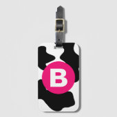 Étiquette À Bagage Motif vache fantaisie patch rose monogramme (Devant Vertical)
