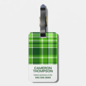 Étiquette À Bagage Motif vert Checkered fait sur commande de photo et (Dos Vertical)