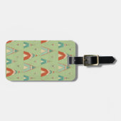 Étiquette À Bagage Motif vert de Teepee d'étape | de Geo de sud-ouest (Devant horizontal)