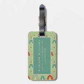 Étiquette À Bagage Motif vert de Teepee d'étape | de Geo de sud-ouest (Dos Vertical)