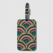 Étiquette À Bagage motif vert en forme de coque (Devant Vertical)