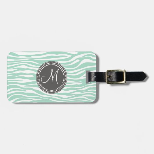 Étiquette À Bagage Motif vert et gris en bon état de monogramme de (Devant horizontal)