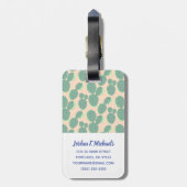 Étiquette À Bagage Motif vert et rose de cactus (Dos Vertical)