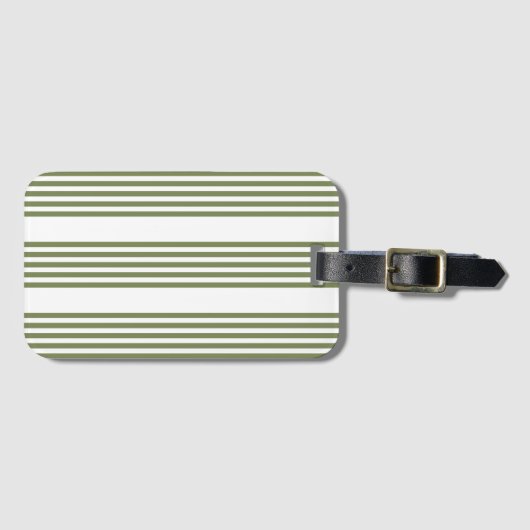 Étiquette À Bagage Motif vert olive et blanc cinq bandes (Devant Horizontal)