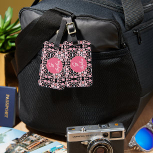 Étiquette À Bagage motif vintage à fleurs roses Calligraphie person
