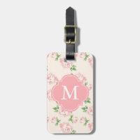 Motif vintage rose de roses décoré d'un monogramme