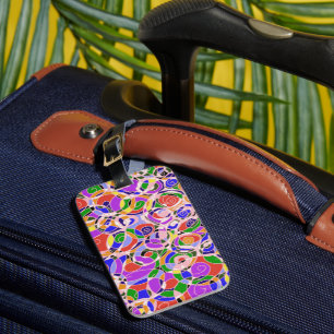 Étiquette À Bagage Motifs abstraits tourbillonnants pastel